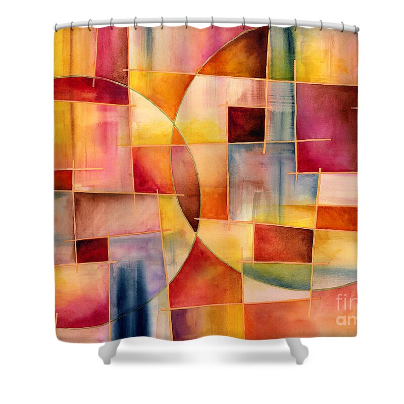 Abstract Shower Curtain featuring the painting Cosmopolitan 1 by Hailey E Herrera