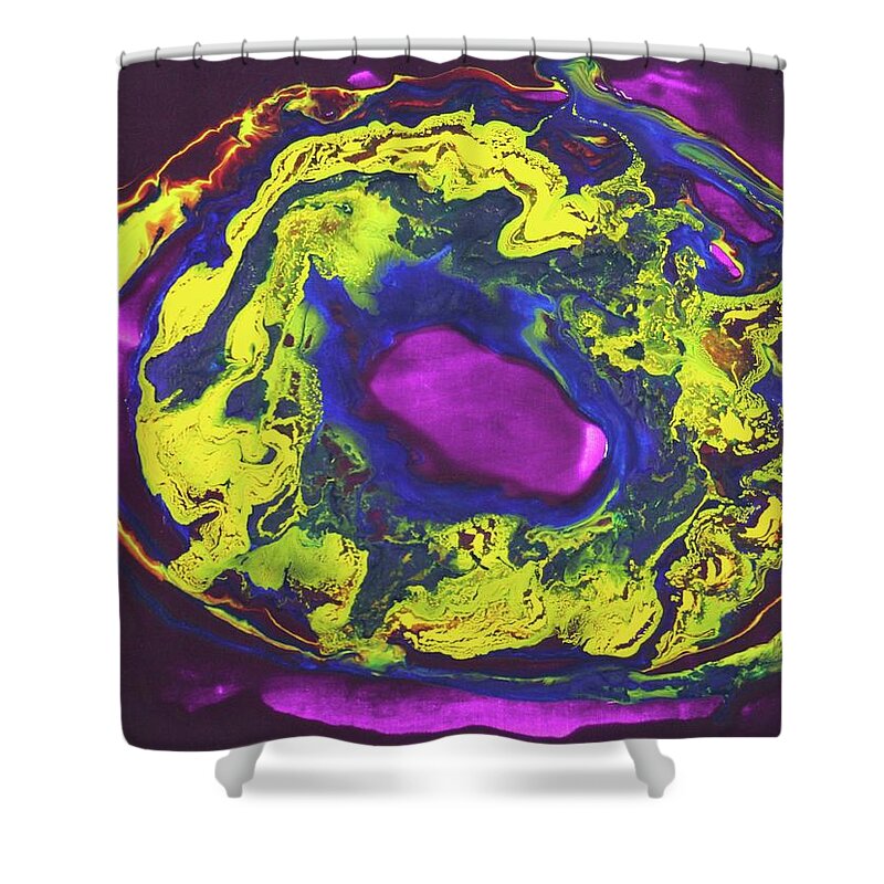 Violet Shower Curtain featuring the painting Cosmos by Madeleine Arnett