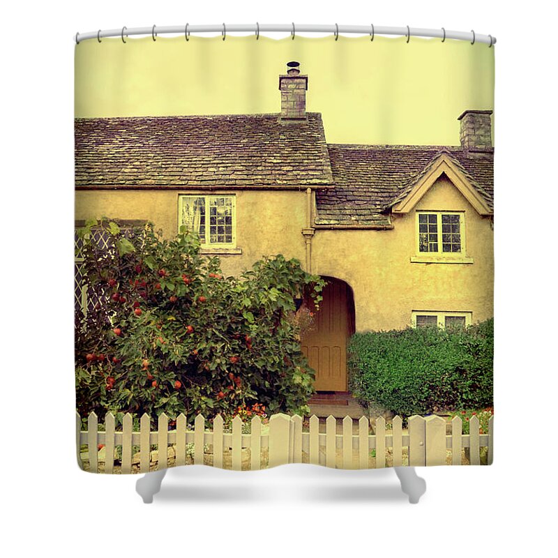 House Shower Curtain featuring the photograph Cottage with a Picket Fence by Jill Battaglia