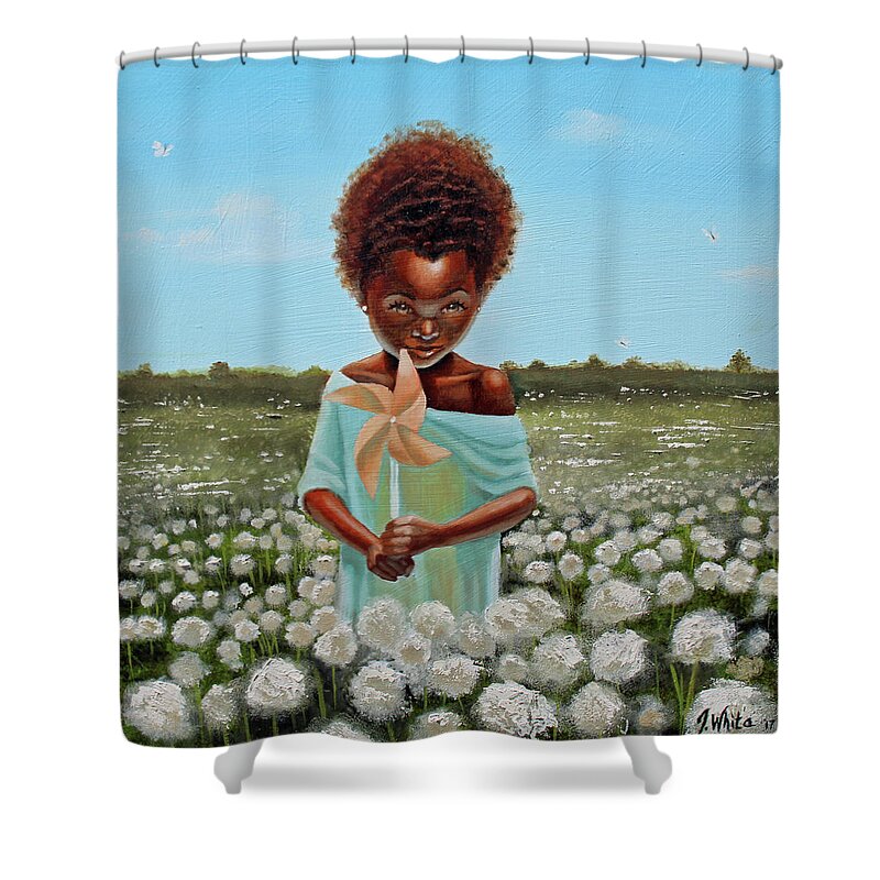Cotton Shower Curtain featuring the painting Cotton grass by Jerome White