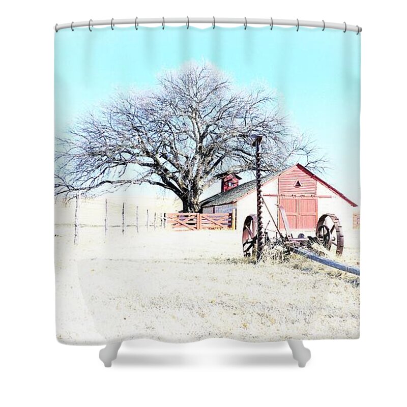 Rural Landscape Shower Curtain featuring the photograph Cottonwood Ranch by Merle Grenz