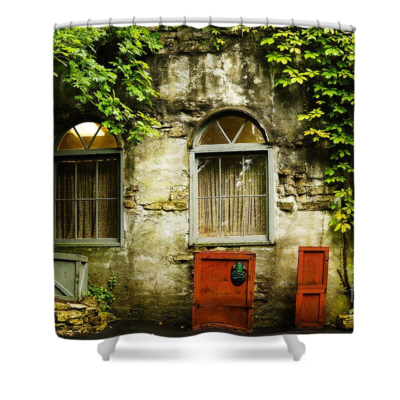 Windows Shower Curtain featuring the photograph Country Cottage and Six Pane Windows by Mary Jane Armstrong