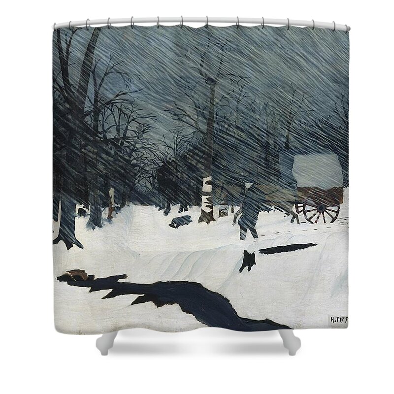 Country Doctor (night Call) Horace Pippin Shower Curtain featuring the painting Country Doctor by MotionAge Designs