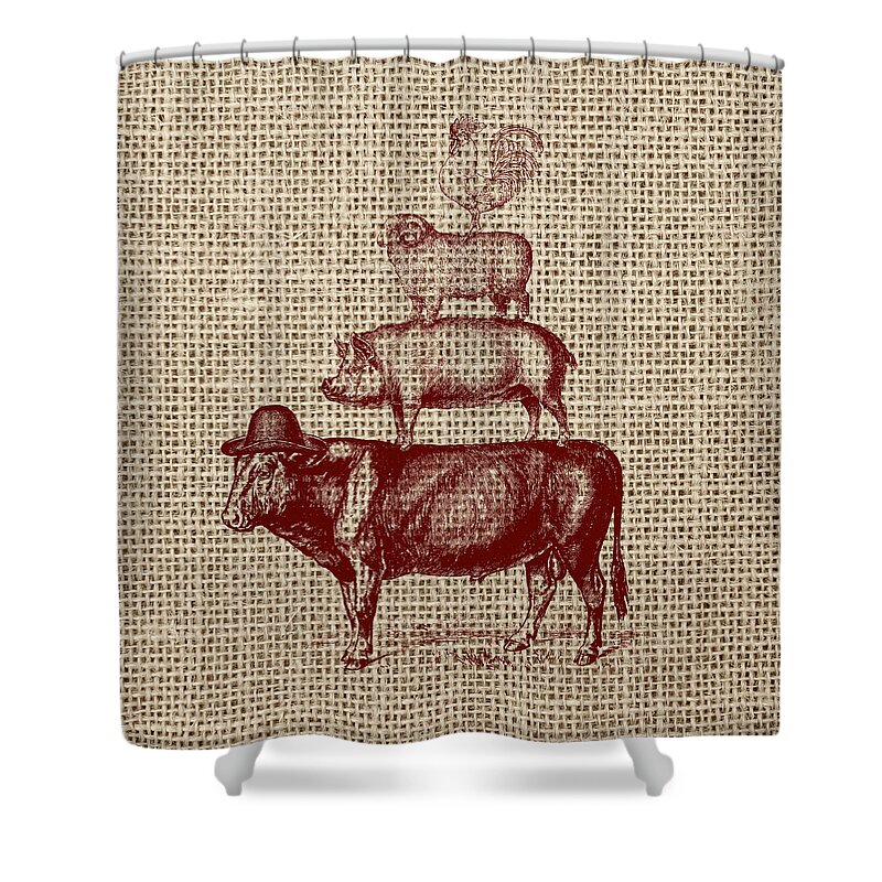 Brandi Fitzgerald Shower Curtain featuring the digital art Country Farm Friends 2 by Brandi Fitzgerald