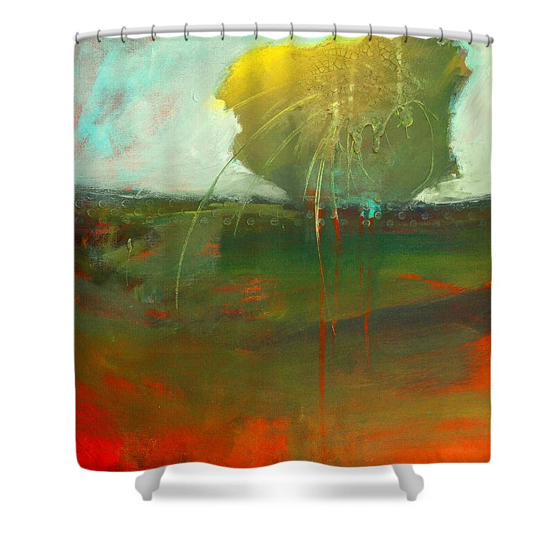 Abstract Shower Curtain featuring the painting Country Living by Nancy Merkle