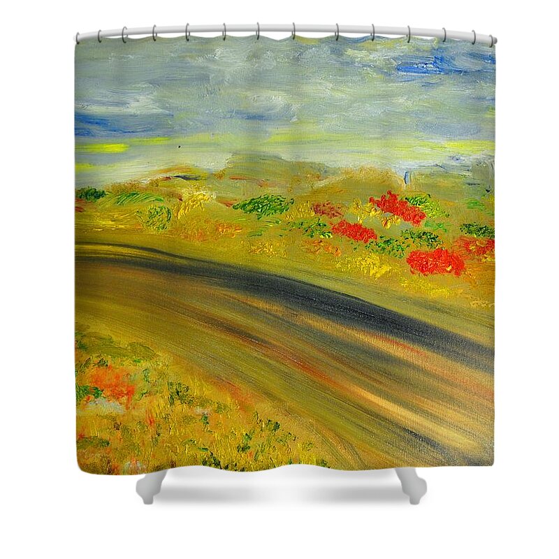 Landscape Shower Curtain featuring the painting Country Road by Evelina Popilian