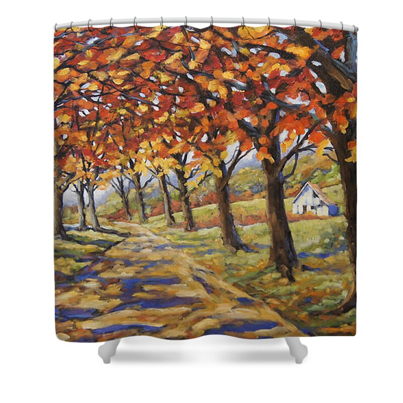 Art Shower Curtain featuring the painting Country Road by Richard T Pranke