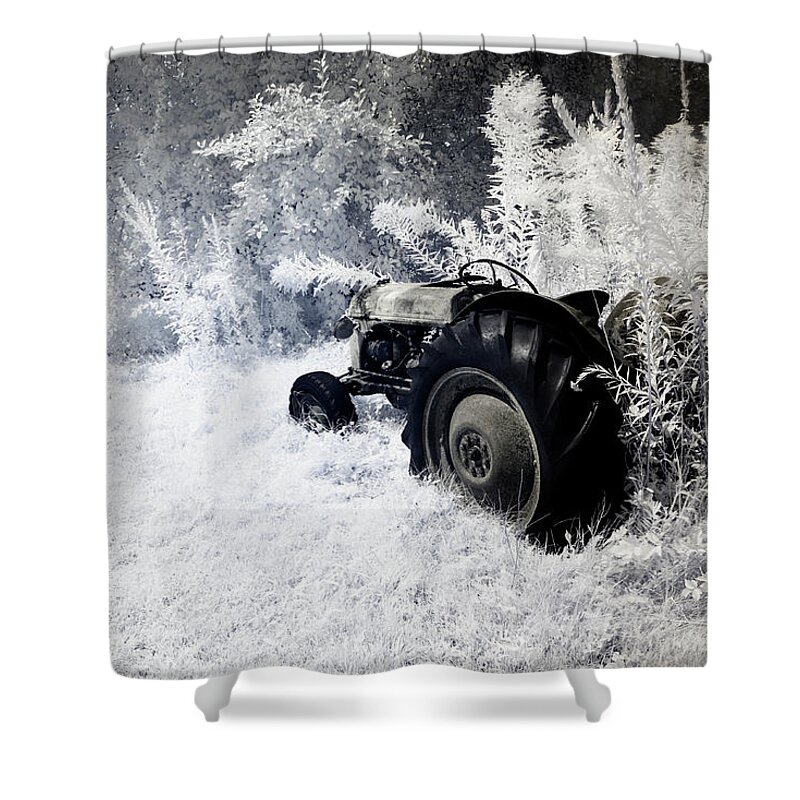 Tractor Shower Curtain featuring the photograph Country Road Yellow Sky by Luke Moore
