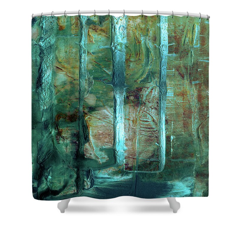 Abstract Shower Curtain featuring the painting Country Roads - Abstract Landscape Painting by Modern Abstract