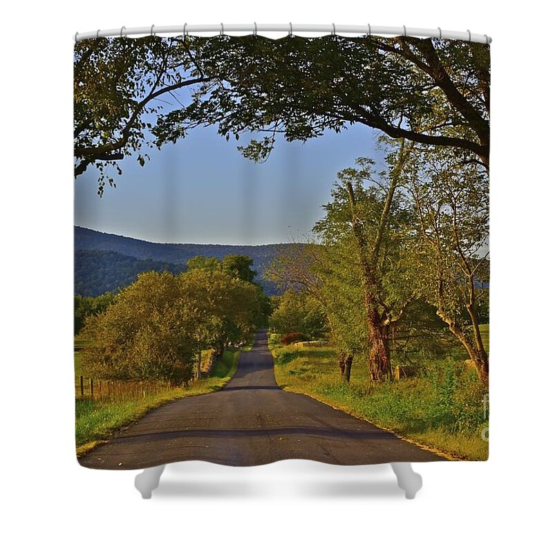 Country Road Shower Curtain featuring the photograph Country Roads by Tracy Rice Frame Of Mind