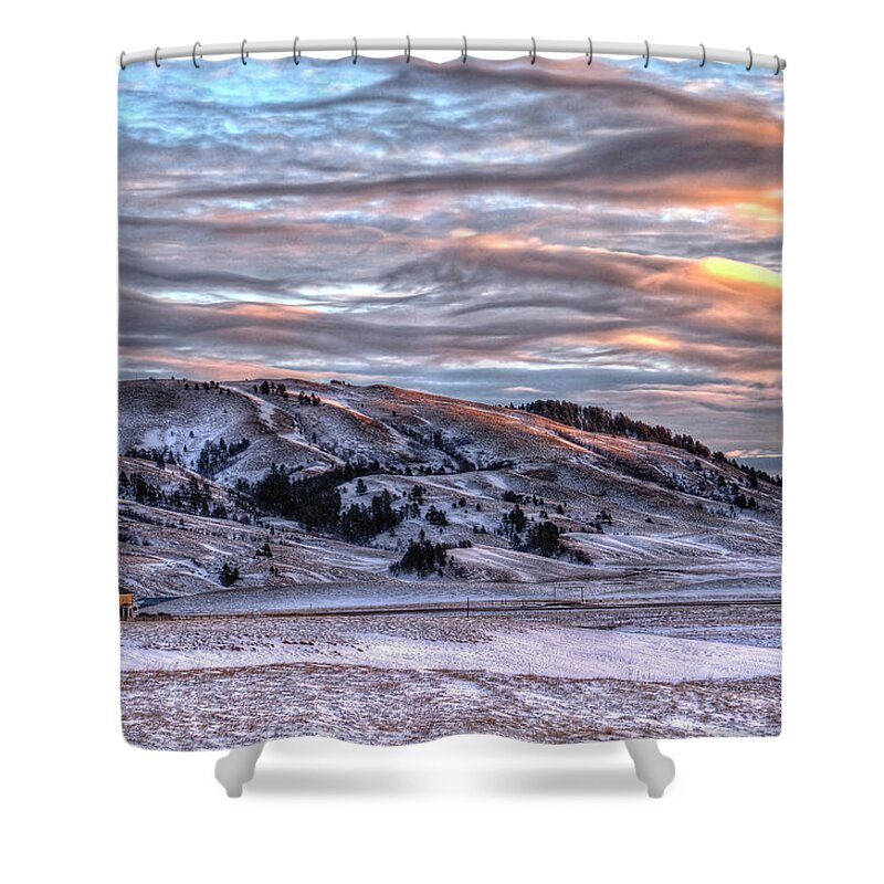 Country Sky Landscape Shower Curtain featuring the photograph Country Sky by Fiskr Larsen