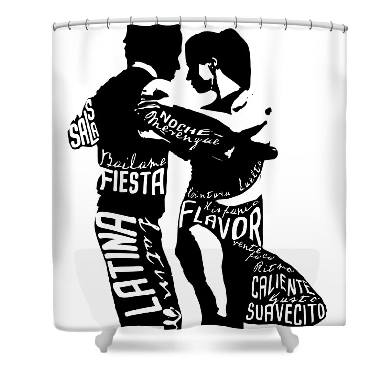 Couple Dancing Latin Music Shower Curtain featuring the digital art Couple Dancing Latin Music by Patricia Awapara