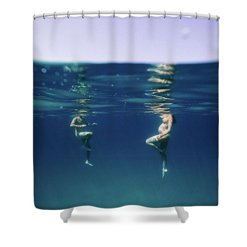Swim Shower Curtain featuring the photograph Couple of three by Gemma Silvestre