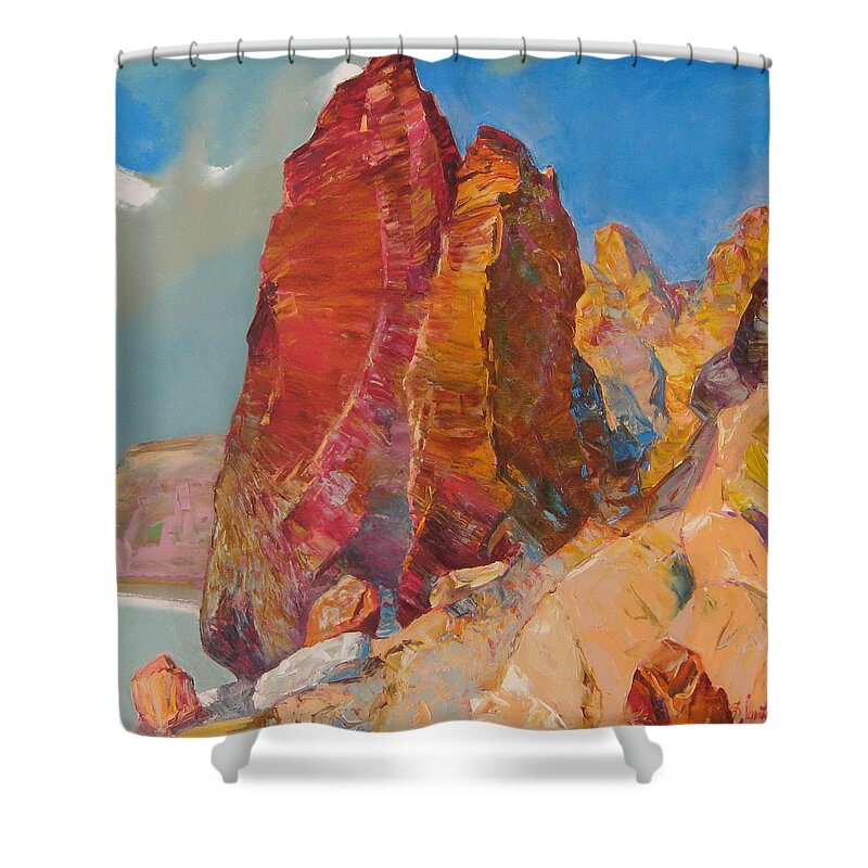 Landscape Shower Curtain featuring the painting Couple by Sergey Ignatenko