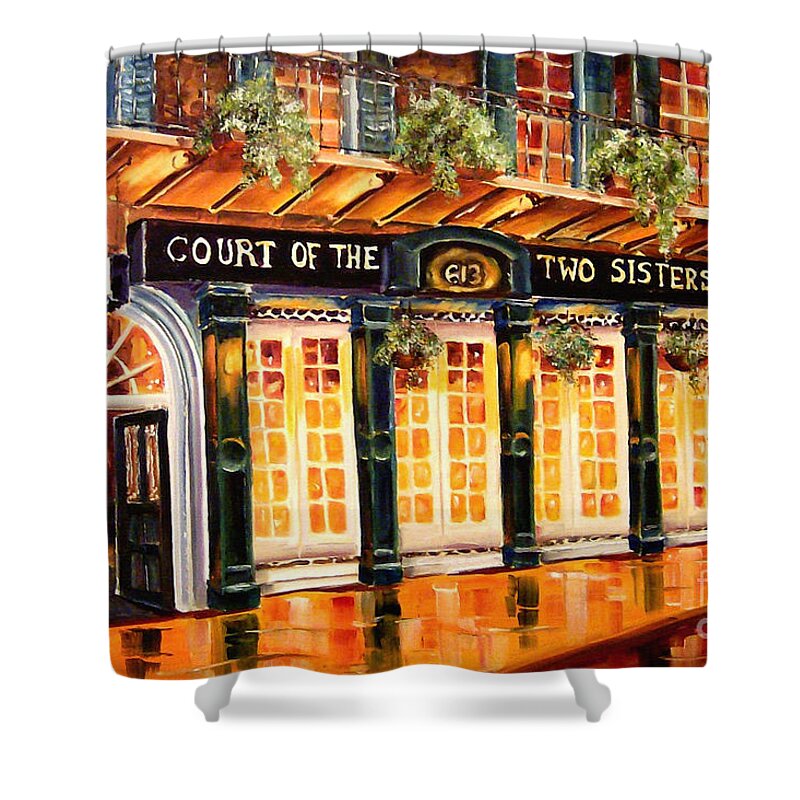 New Orleans Shower Curtain featuring the painting Court of the Two Sisters by Diane Millsap