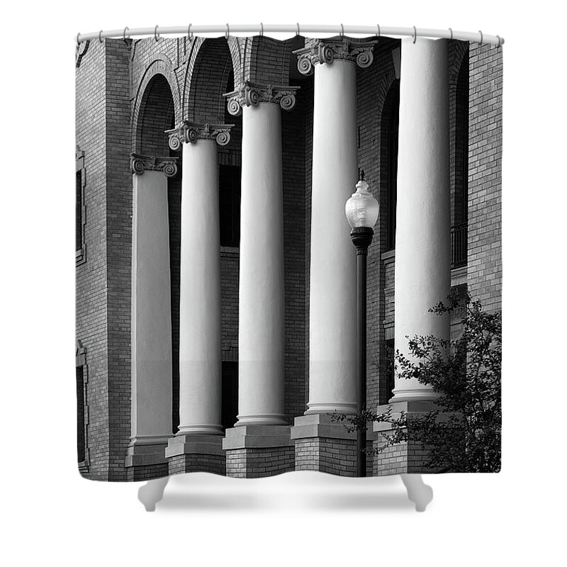 Courthouse Shower Curtain featuring the photograph Courthouse Columns by Richard Rizzo