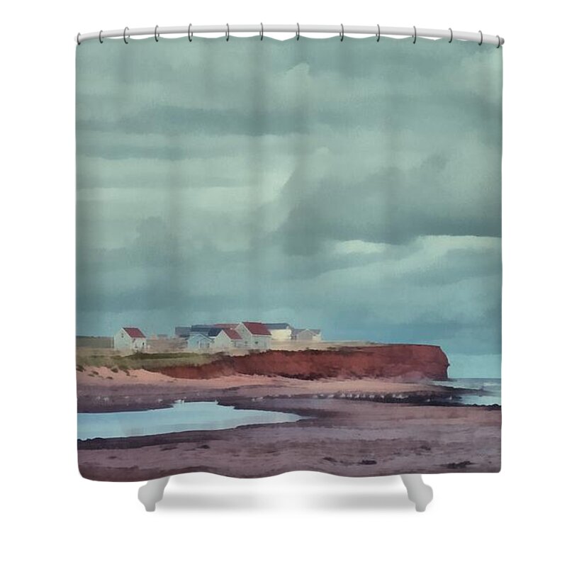Edward Fielding Shower Curtain featuring the painting Cousins Shore Prince Edward Island Landscape by Edward Fielding