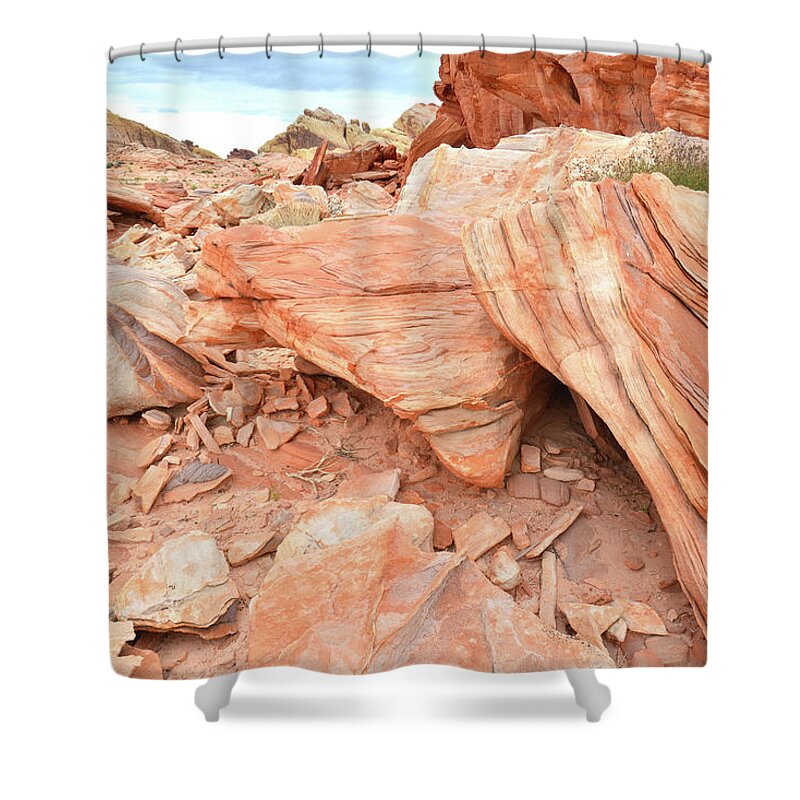 Valley Of Fire State Park Shower Curtain featuring the photograph Cove of Sandstone Shapes in Valley of Fire by Ray Mathis