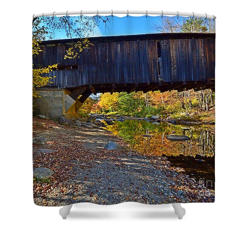 Cold River Shower Curtain featuring the photograph Covered Bridge Over the Cold River by Steve Brown
