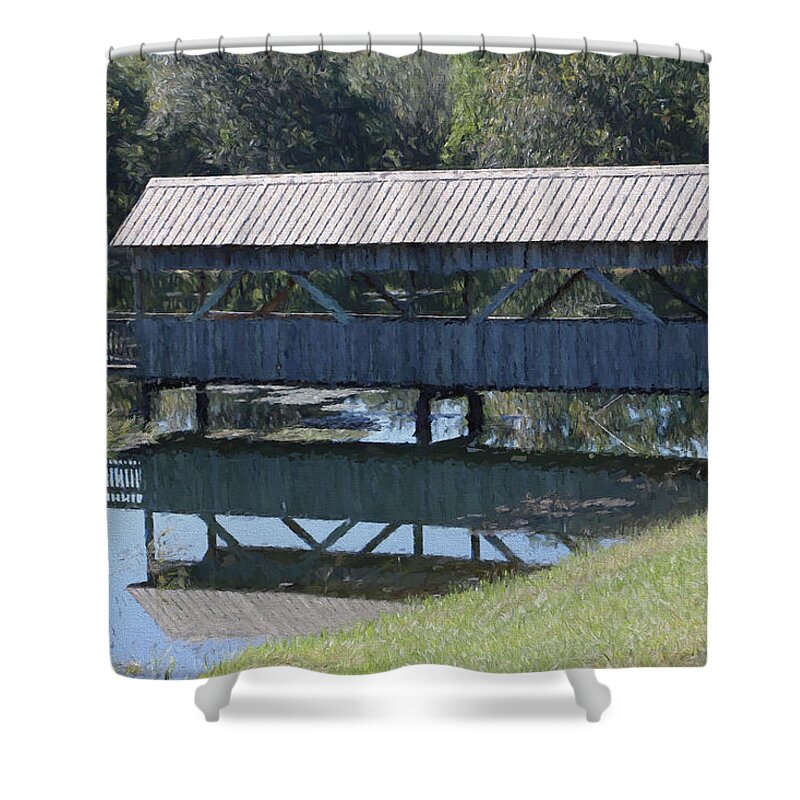 Covered Bridge Painting Shower Curtain featuring the photograph Covered Bridge Painting by Debra   Vatalaro