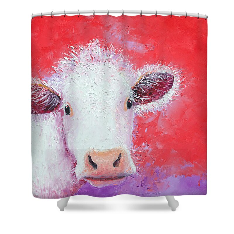 Charolais Shower Curtain featuring the painting Cow painting - Charolais by Jan Matson
