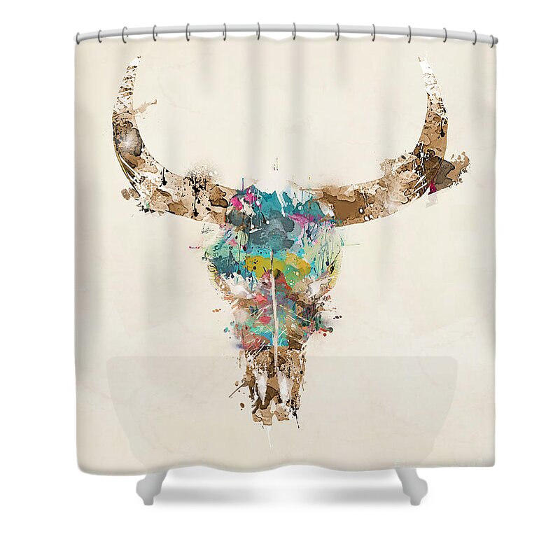 Cow Skull Shower Curtain featuring the painting Cow Skull by Bri Buckley
