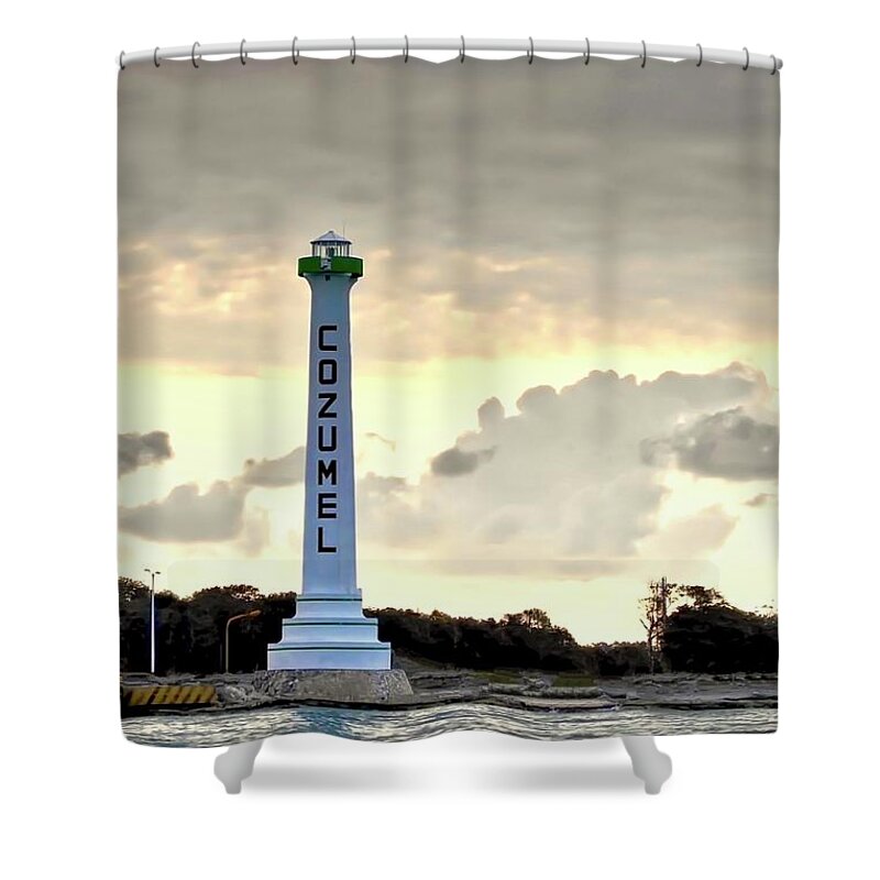 Cozumel Shower Curtain featuring the photograph Cozumel Lighthouse by Kirsten Giving