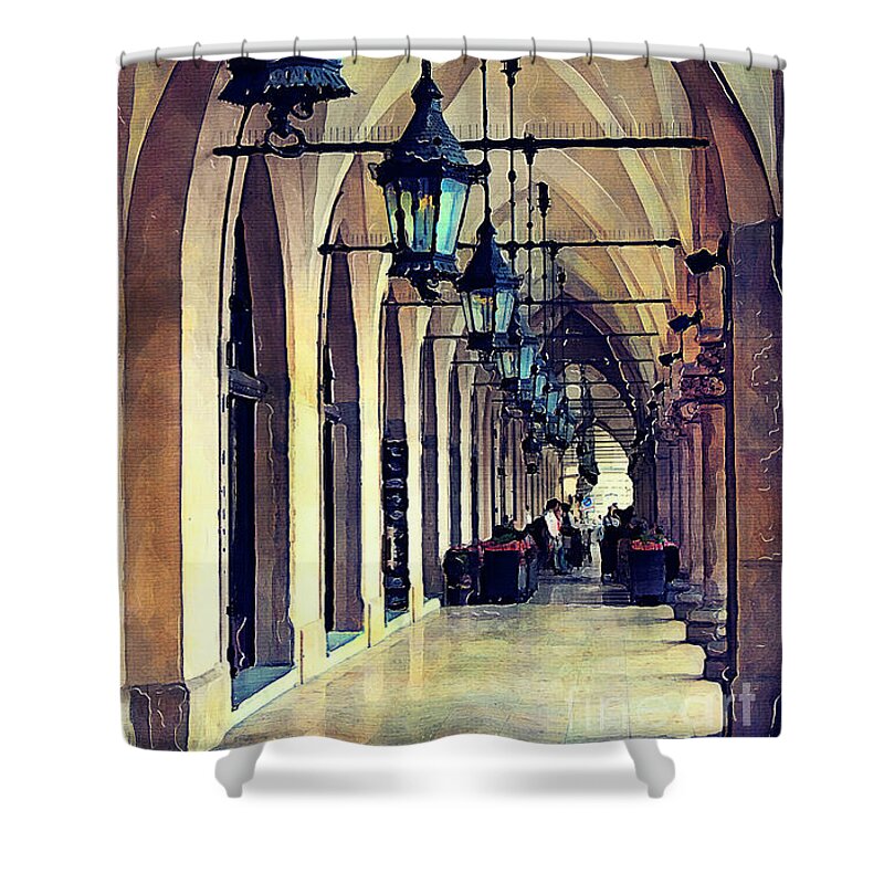 Cracow Shower Curtain featuring the painting Cracow art by Justyna Jaszke JBJart