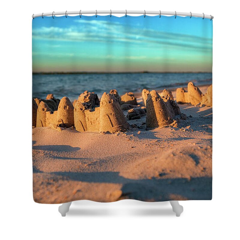 Sandcastle Shower Curtain featuring the photograph Crafted With Care by Tiny Hands by Betsy Knapp