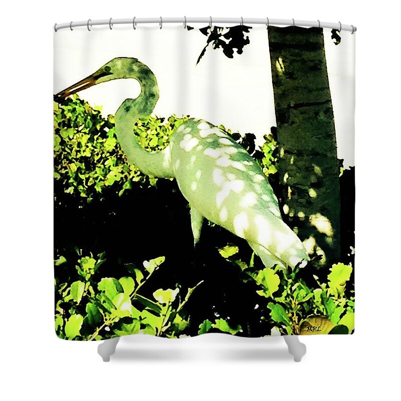 In Need Of Shade Shower Curtain featuring the photograph Crane in Need of Shade by Marian Lonzetta
