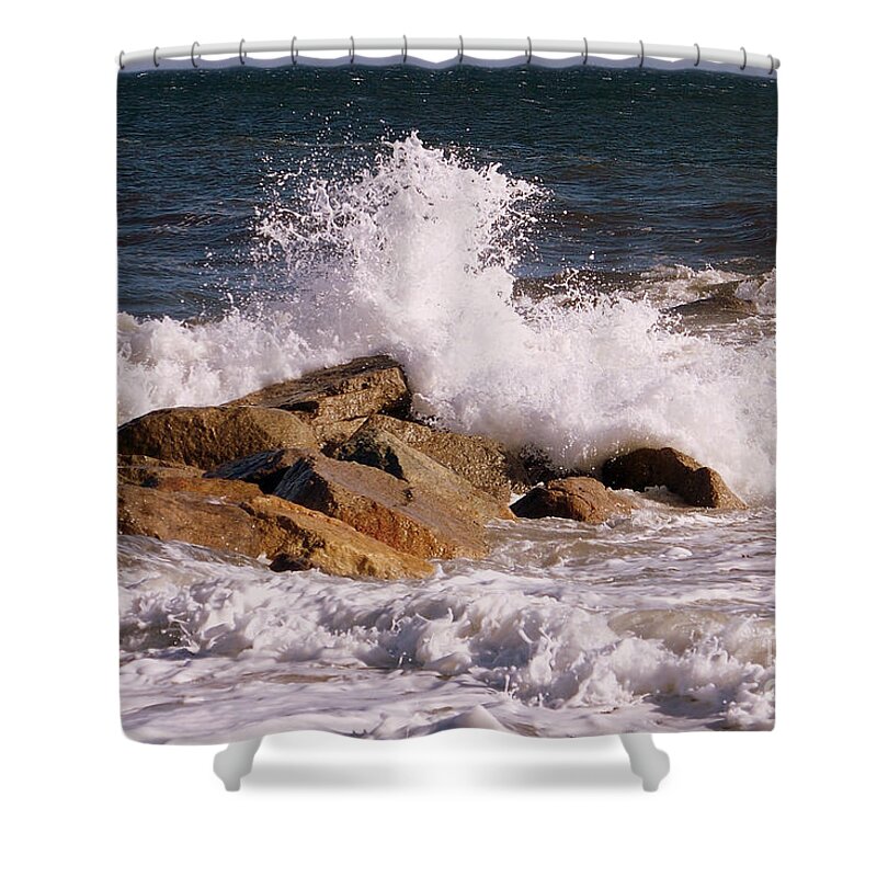 Seascape Shower Curtain featuring the photograph Crashing Surf by Eunice Miller
