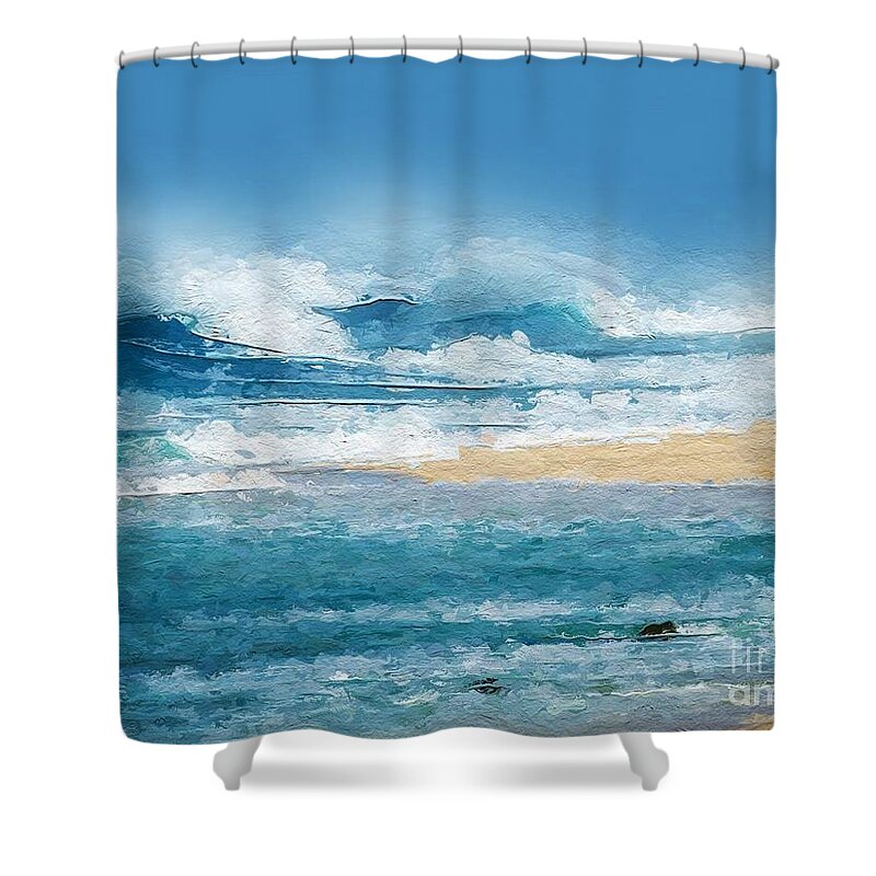Anthony Fishburne Shower Curtain featuring the digital art Crashing waves by Anthony Fishburne