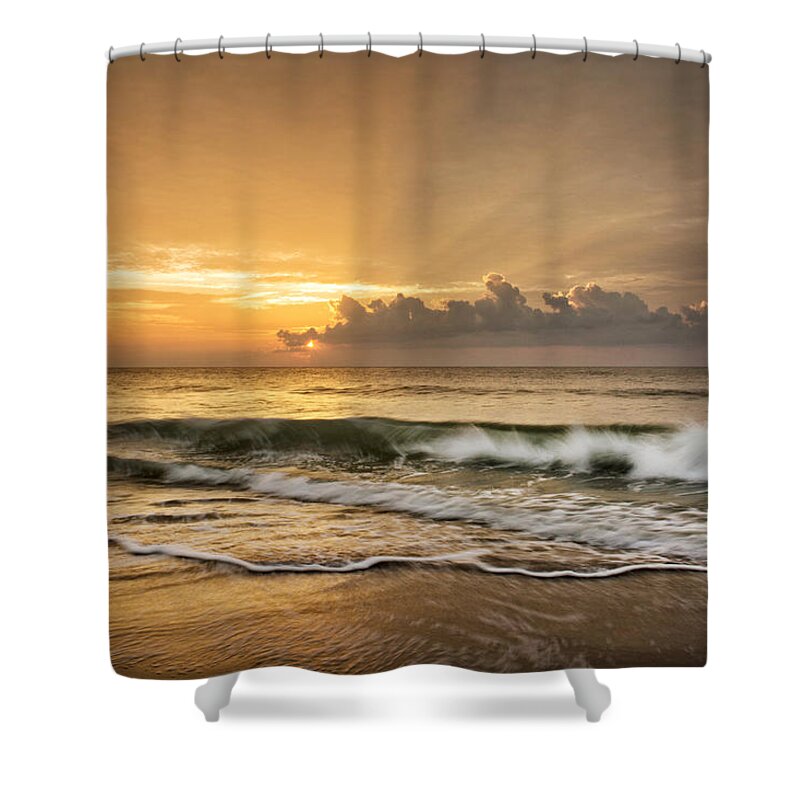 Waves Shower Curtain featuring the photograph Crashing Waves At Sunrise by Greg and Chrystal Mimbs