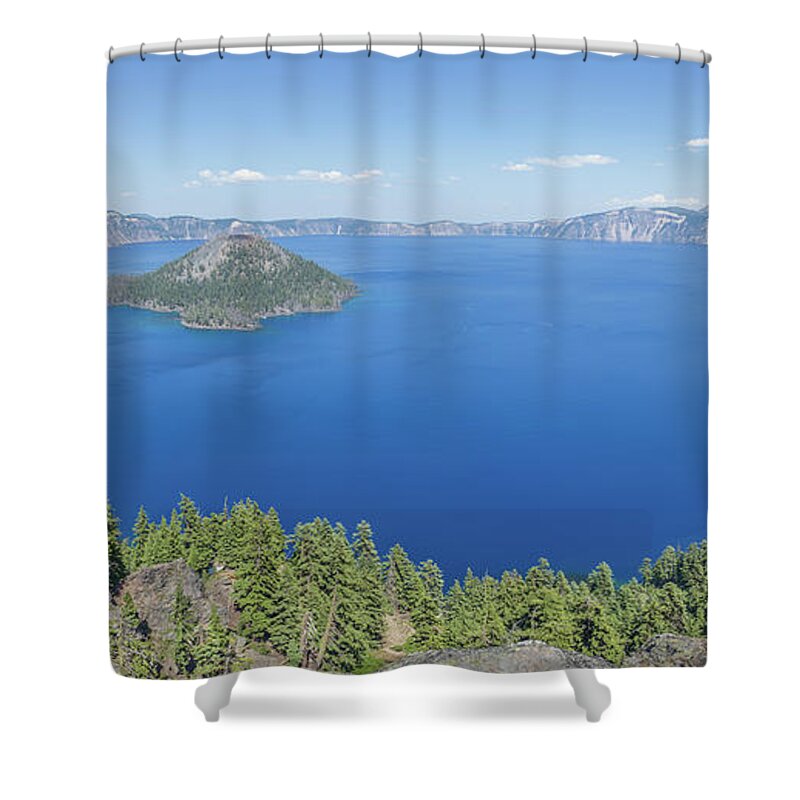 Crater Lake National Park Shower Curtain featuring the photograph Crater Lake Panoramic by Paul Schultz
