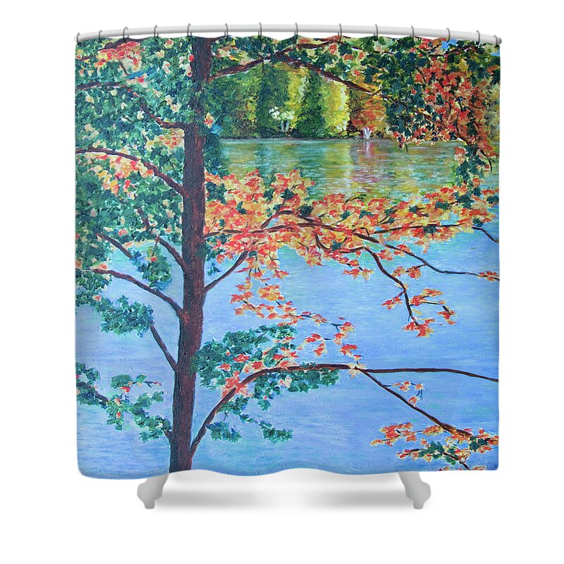 Lake Shower Curtain featuring the painting Crawford Lake ON by Milly Tseng