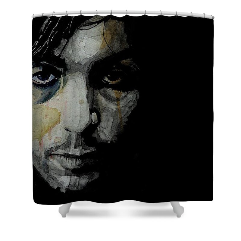 Syd Barrett Shower Curtain featuring the painting Crazy Diamond - Syd Barrett by Paul Lovering