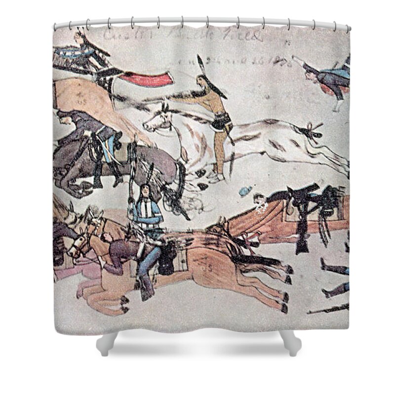 History Shower Curtain featuring the photograph Crazy Horse At The Battle Of The Little by Photo Researchers