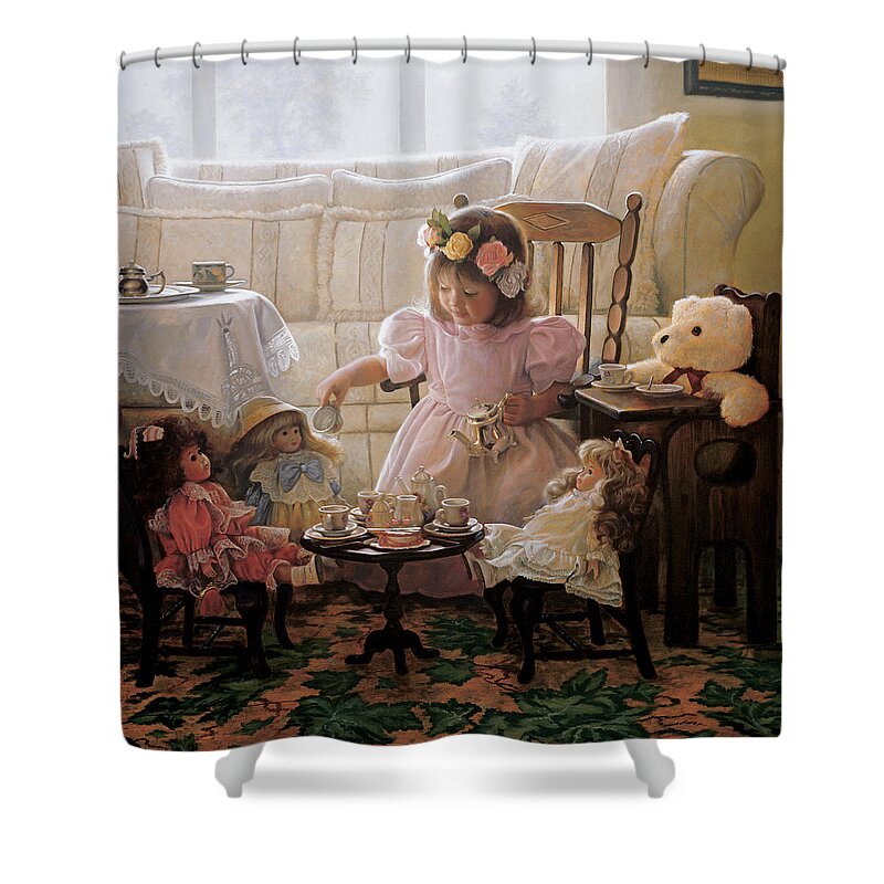 Girl Shower Curtain featuring the painting Cream and Sugar by Greg Olsen