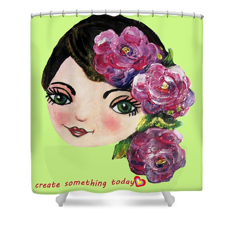 Face Shower Curtain featuring the painting Creative Green Eye by Vesna Martinjak