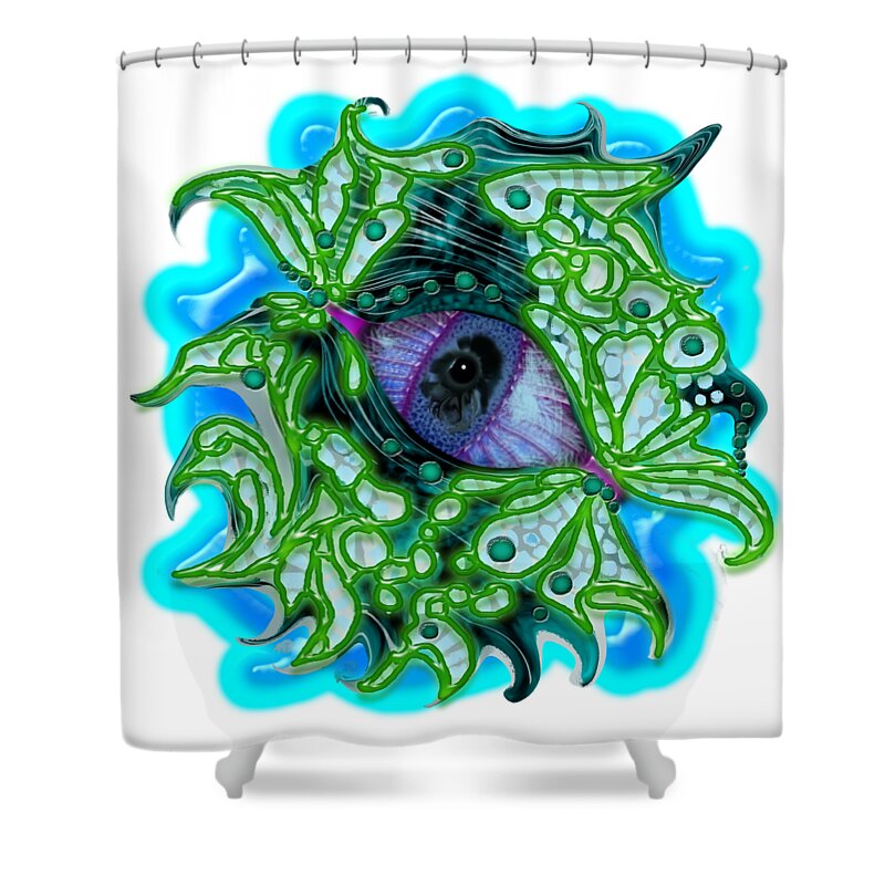 Eye Shower Curtain featuring the digital art Creature Eye by Adria Trail