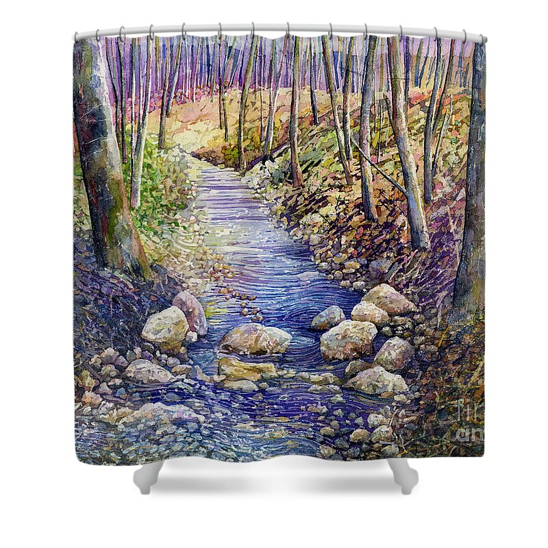Creek Shower Curtain featuring the painting Creek Crossing by Hailey E Herrera