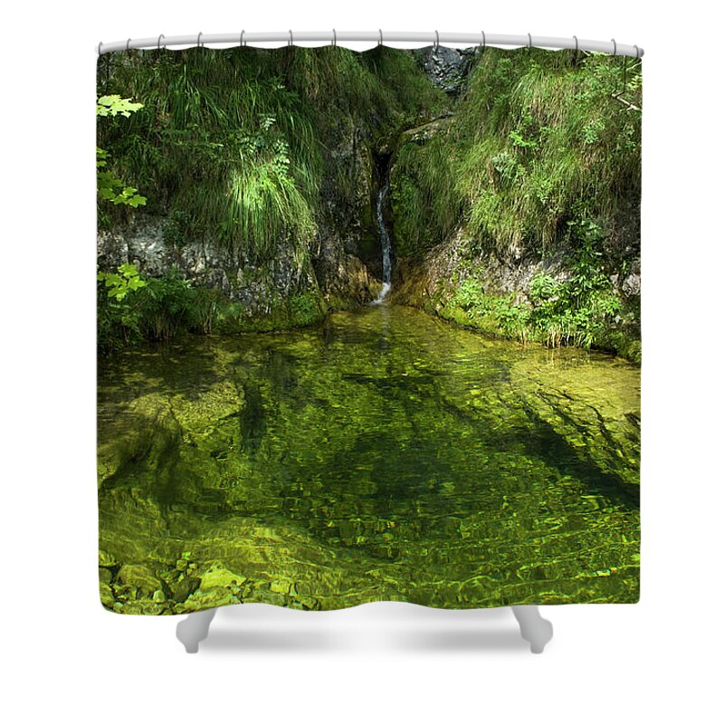 Waterfall Shower Curtain featuring the photograph Creek pool by Nicola Aristolao