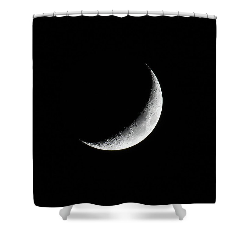 Crescent Moon Shower Curtain featuring the photograph Crescent Moon by Darryl Hendricks