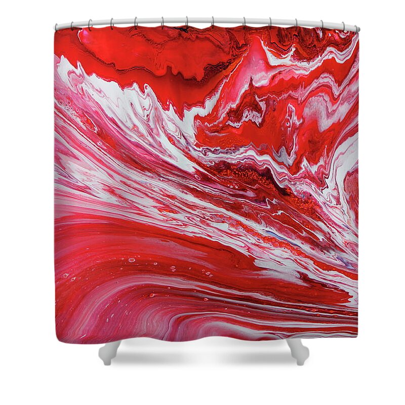 Crimson Shower Curtain featuring the painting Crimson Paradox by Madeleine Arnett