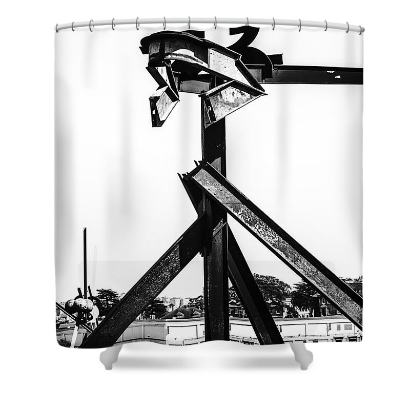 Mark Di Suvero Shower Curtain featuring the photograph Crissy Field Iron Scuplure by Michael Hope