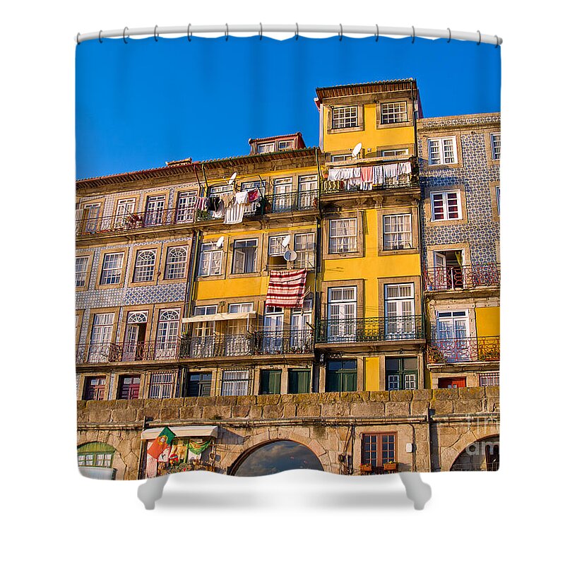 Anastasy Yarmolovich Shower Curtain featuring the photograph Crooked Houses of Porto by Anastasy Yarmolovich