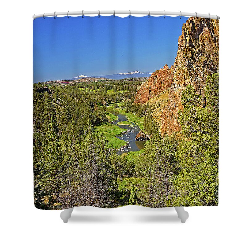 Oregon Shower Curtain featuring the photograph Crooked River and Mt Hood Oregon by Rich Walter