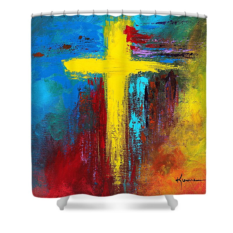 Christian Shower Curtain featuring the painting Cross No.2 by Kume Bryant