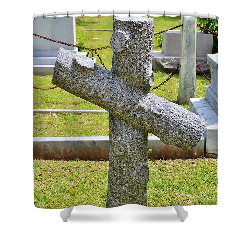 Cross Shower Curtain featuring the photograph Cross Of Nance by Cynthia Guinn