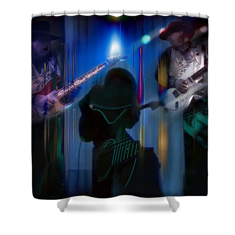 Stevie Ray Vaughn Shower Curtain featuring the photograph Crossfire by Glenn Feron